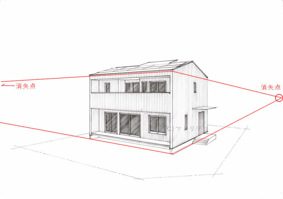 二点透視パース